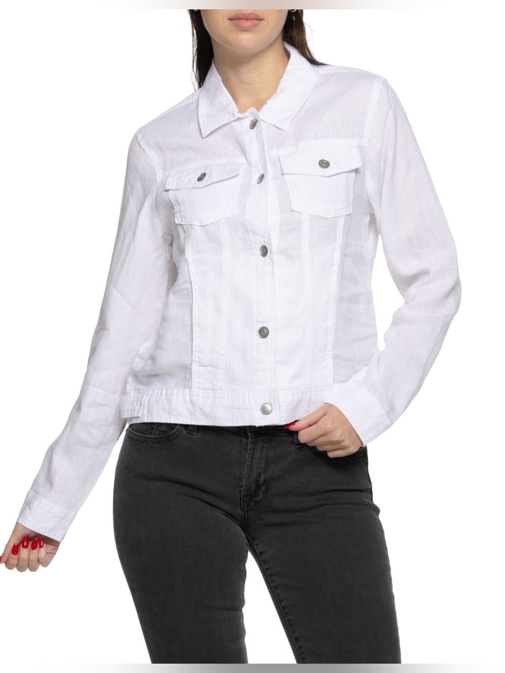 White Linen Women's Jones NY trucker jacket large